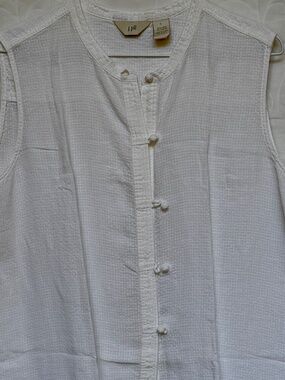 Women’s Sleeveless Shirt White Linen J. Jill Sz L